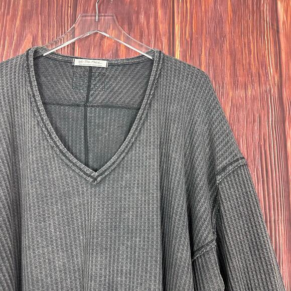 We The Free Free People Gray Coraline Thermal Waffle Knit Oversized Top. Small - Picture 2 of 6